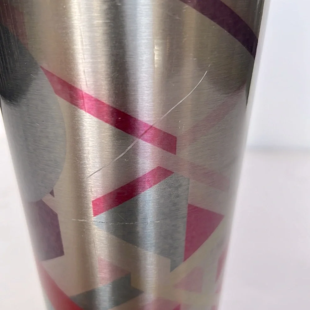 Starbucks 2014 Stainless Steel Rainbow Geo Tumbler With Original & Lid no straw